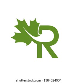 Green Maple Leaf Letter R