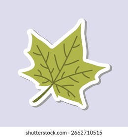 green maple leaves editable cartoon style sticker vector
