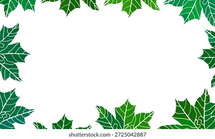 Folhas de bordo verde em um fundo transparente, criando um quadro retangular. para design, decoração, banner, artigo