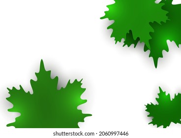 Green maple leaves on a white background. Summer creative design. Vector illustration.