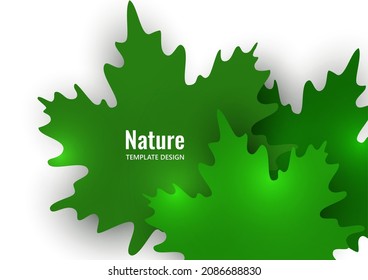 Green maple leaves on a white background. Summer creative design. Vector illustration.