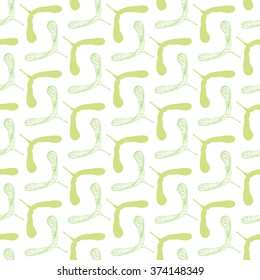 Green maple seeds diagonal seamless pattern 