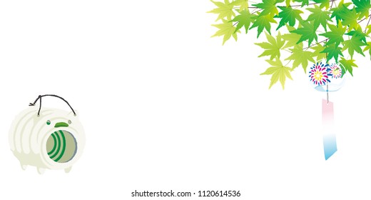 Green maple with wind chime  and
Mosquito coil Summer Background