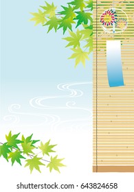 Green maple and wind chime  Summer Background