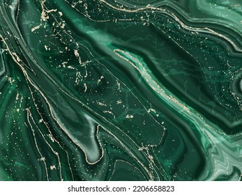 Grüner Marmor und abstrakte goldene Hintergrundtextur. Agate stone Tapete Print-Design mit natürlichen mineralischen Textur. Vektorgrafik