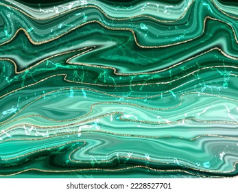 Green marble and gold abstract background texture. Malachite stone wallpaper print design with natural mineral texture . Vector illustration
