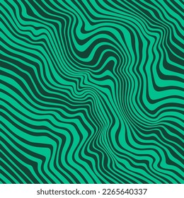 Green Marble Pattern with Lines and Waves. Vector Malachite Background. Psychedelic Seamless Pattern. Green Stone Texture Illustration