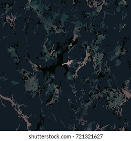 Green marble texture background with gold. Patina effect. Seamless pattern. Overlay distress grain. Deep marsh color. Holiday background. Dark color. Vector. EPS10.