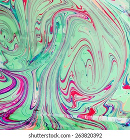 green marbled artwork ebru texture, exotic abstract background 