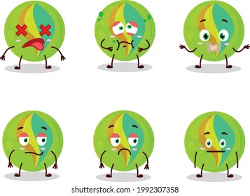 Green marbles cartoon character with nope expression. Vector illustration