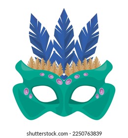 green mardi gras mask with feathers