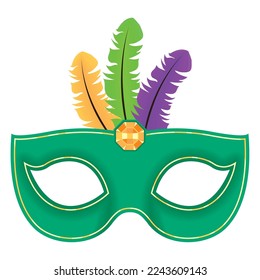 green mardi gras mask icon