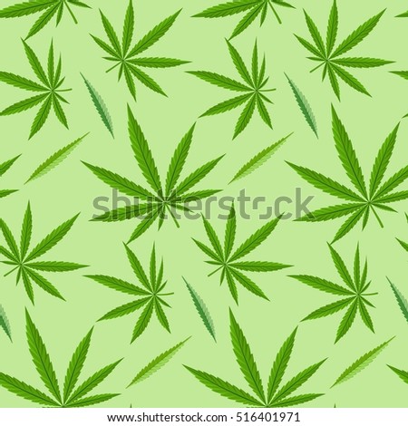 Green marijuana background  illustration. leaf pattern repeat seamless pattern
