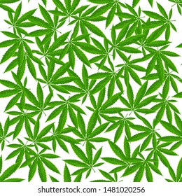 Green marijuana background vector illustration. Seamless pattern marihuana. Grass medical agriculture addictive weed nature forbidden.