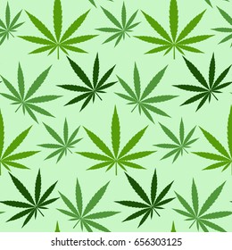 Green marijuana background vector illustration seamless pattern marihuana leaf herb narcotic textile