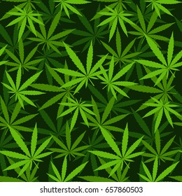 Green marijuana background vector illustration seamless pattern marihuana leaf herb narcotic textile