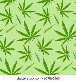 Green marijuana background vector illustration seamless pattern marihuana leaf herb narcotic textile