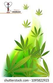 green marijuana hookah and marijuana green leaf.