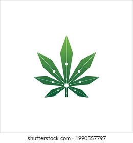 logotipo de ilustración de la hoja verde de marihuana