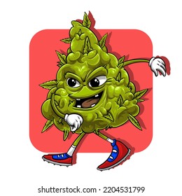 ilustración de la marihuana verde caminando