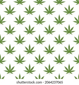 hoja verde de marihuana sobre fondo blanco, patrón repetido. Busco medicinal, cannabis