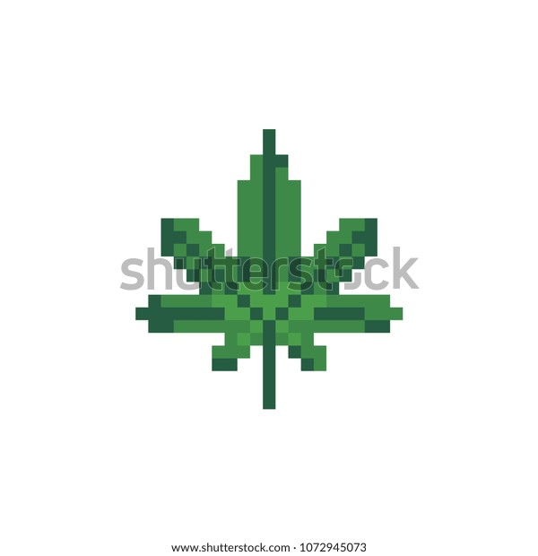 Image Vectorielle De Stock De Green Marijuana Leaf Pixel Art