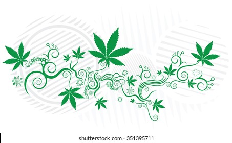 Green marijuana leaf texture background vector illustration