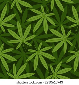 Green marijuana leaves seamless pattern. Vector illustration