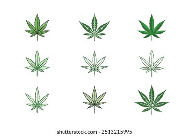 Ilustración de arte de hoja de Vector de marihuana verde sobre fondo blanco