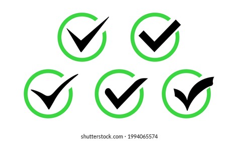 Green сheck mark icons . Check marks symbol collection. Simple check mark. Quality sign icon. Checklist symbols. Approval check flat style	