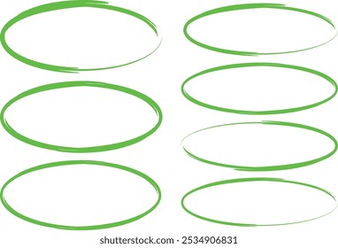 green marker circle doodle ellipses vector
