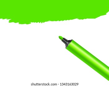 Green marker pen spot isolated on a white background. Scribble stain artistic artwork.