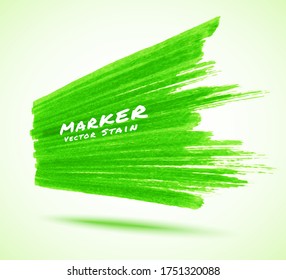Green marker stroke stain texture background in perspective. Grunge textured sale banner. Vector logo illustration.