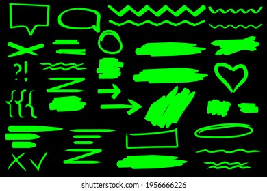 Green marker strokes in hand drawn style white background  Grunge texture  Stock image  Vector illustration  EPS 10 