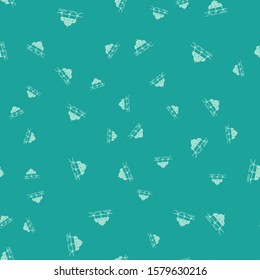 Green Mars rover icon isolated seamless pattern on green background. Space rover. Moonwalker sign. Apparatus for studying planets surface.  Vector Illustration