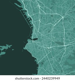 Green Marseille map, France. Vector city streetmap, municipal area.