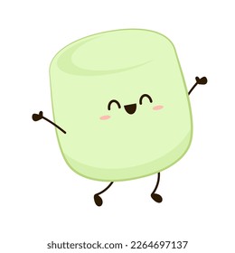 Green Marshmallow cartoon. marshmallow character design. Marshmallow vector.