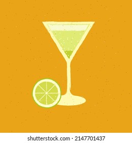 Green martini. Vector illustration. Texture. Lime.