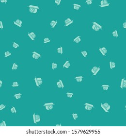 Green Marzipan sponge cake icon isolated seamless pattern on green background. Merry Christmas and Happy New Year.  Vector Illustration