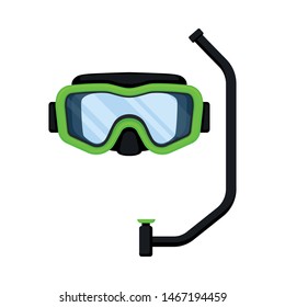 Green mask for swimming. Vector illustration on white background.