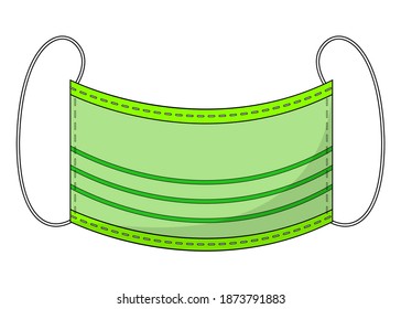 imagen vectorial de máscara verde aislada en fondo blanco para la educación sanitaria, vista superior de máscara facial