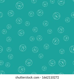 Green Masons symbol All-seeing eye of God icon isolated seamless pattern on green background. The eye of Providence in the triangle.  Vector Illustration