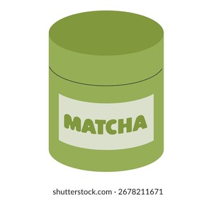 Contenedor de polvo verde matcha con etiqueta