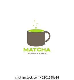 green matcha steam with cup logo symbol icon vector graphic design illustration idea creative