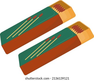 Green matchbox, illustration, vector on a white background.