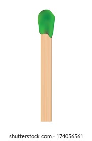 Green matches on white background