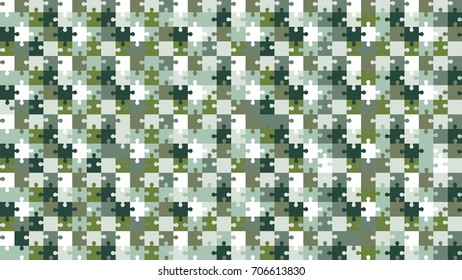 Green Material Design Puzzles Pieces Arranged in a Rectangle. Vector Background.