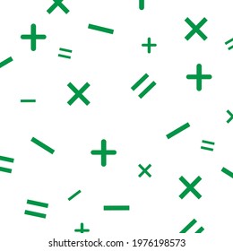 green math symbols pattern on white background