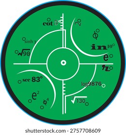 Green Mathematical Wall Clock Face with Creative Algebraic Equations and Trigonometric Formulas