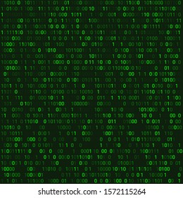 Green matrix abstract background with programming binary code. Vector illustration with number in modern style.